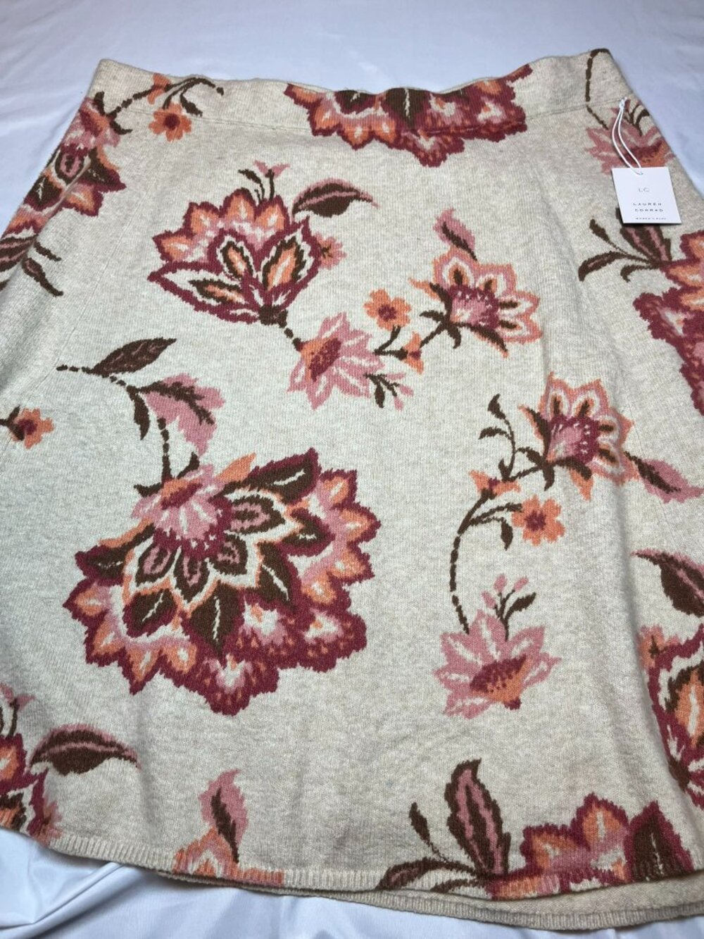 NWT LC Lauren Conrad Plus Size 3X Floral  Cozy Romantic Midi Sweater Skirt